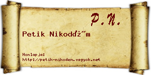 Petik Nikodém névjegykártya